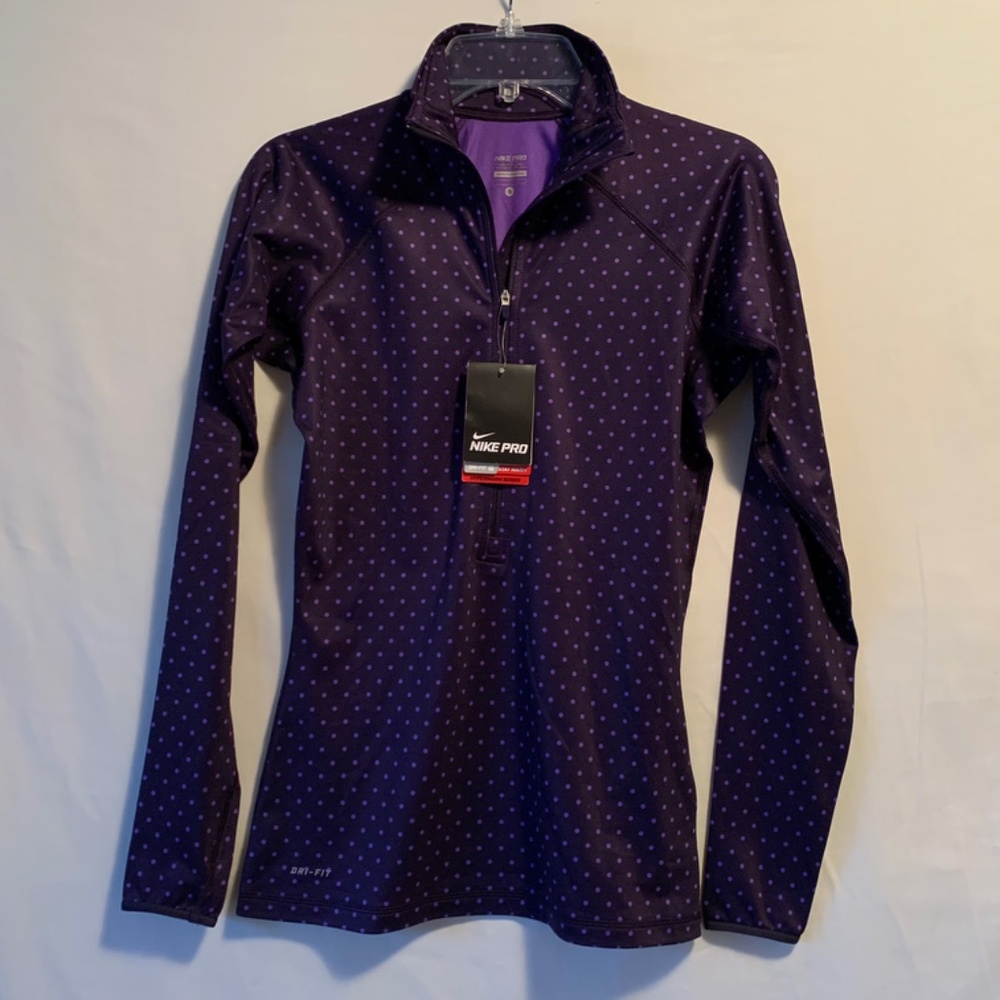 Nike Womens 3/4 Zip Purple Polka Dot Active Jacket Size Small